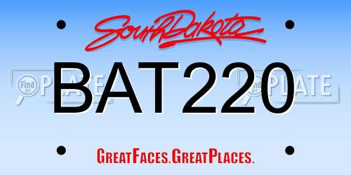 BAT220 South Dakota License Plate