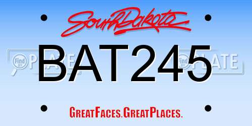 BAT245 South Dakota License Plate