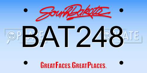 BAT248 South Dakota License Plate