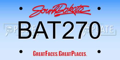 BAT270 South Dakota License Plate