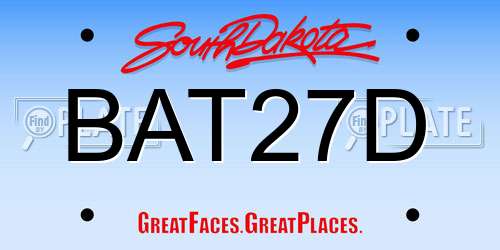 BAT27D South Dakota License Plate