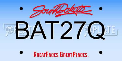 BAT27Q South Dakota License Plate