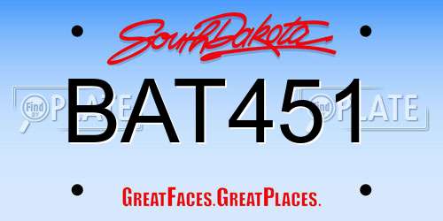 BAT451 South Dakota License Plate