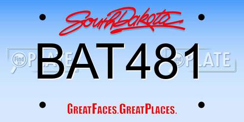 BAT481 South Dakota License Plate