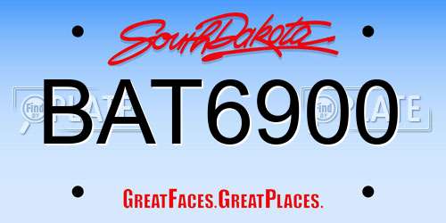BAT6900 South Dakota License Plate
