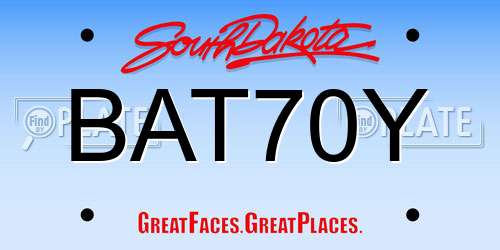 BAT70Y South Dakota License Plate