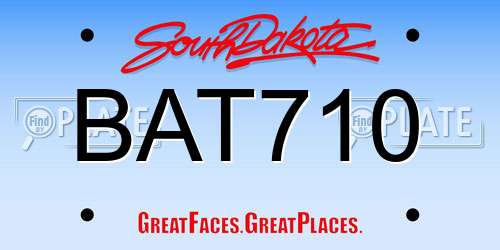 BAT710 South Dakota License Plate