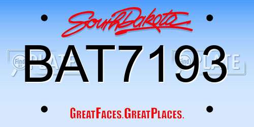 BAT7193 South Dakota License Plate