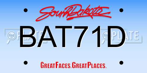 BAT71D South Dakota License Plate