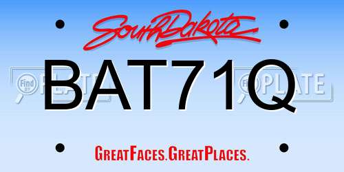 BAT71Q South Dakota License Plate