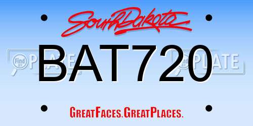 BAT720 South Dakota License Plate