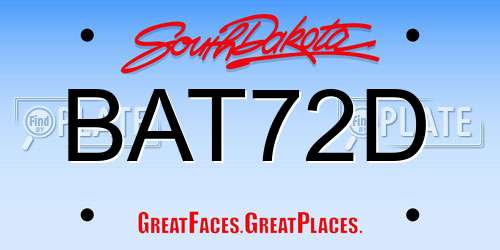 BAT72D South Dakota License Plate