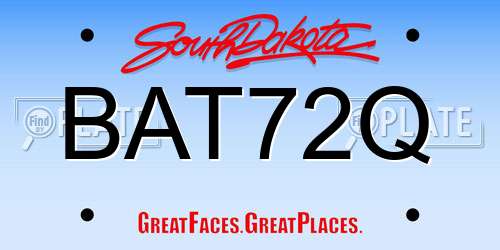 BAT72Q South Dakota License Plate