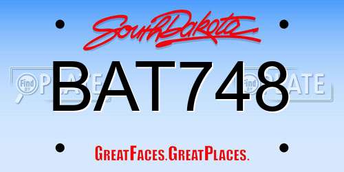 BAT748 South Dakota License Plate