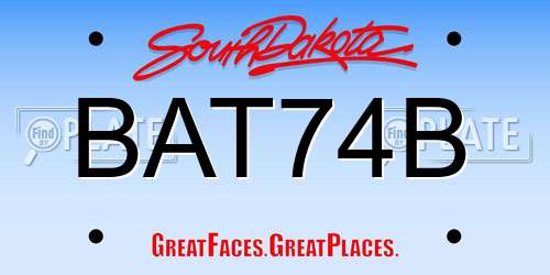 BAT74B South Dakota License Plate