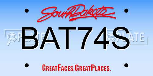 BAT74S South Dakota License Plate