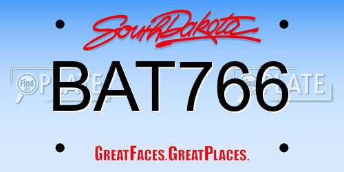 BAT766 South Dakota License Plate