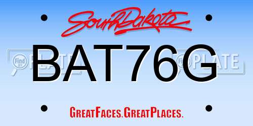 BAT76G South Dakota License Plate