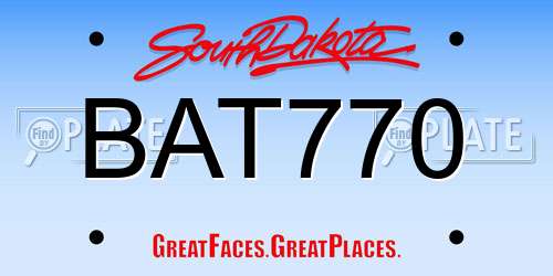 BAT770 South Dakota License Plate