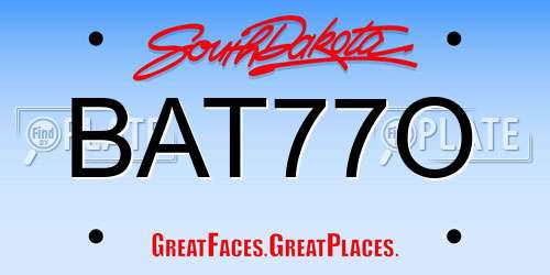 BAT77O South Dakota License Plate