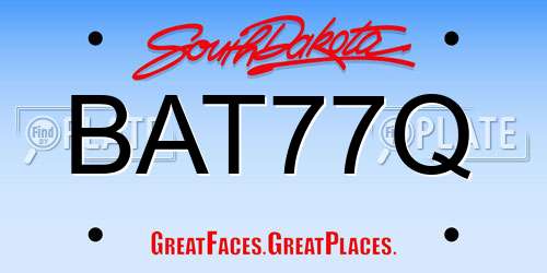 BAT77Q South Dakota License Plate