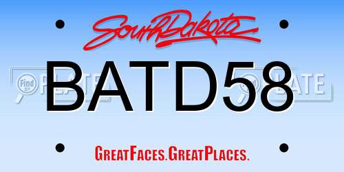 BATD58 South Dakota License Plate