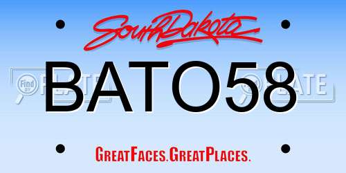 BATO58 South Dakota License Plate