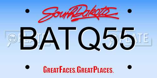 BATQ55 South Dakota License Plate