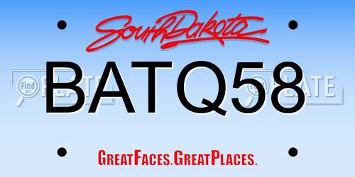 BATQ58 South Dakota License Plate