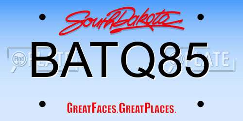 BATQ85 South Dakota License Plate
