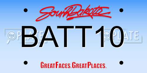 BATT10 South Dakota License Plate