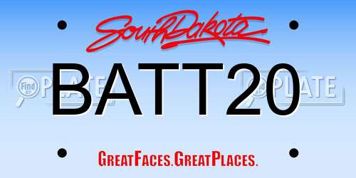 BATT20 South Dakota License Plate
