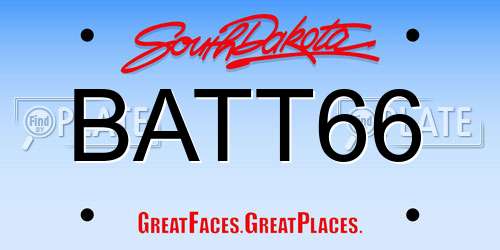 BATT66 South Dakota License Plate