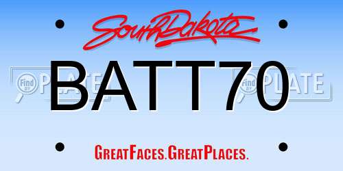 BATT70 South Dakota License Plate