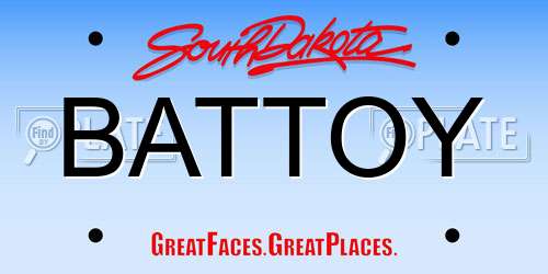 BATTOY South Dakota License Plate