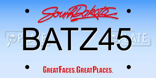 BATZ45 South Dakota License Plate