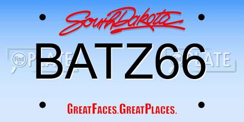BATZ66 South Dakota License Plate