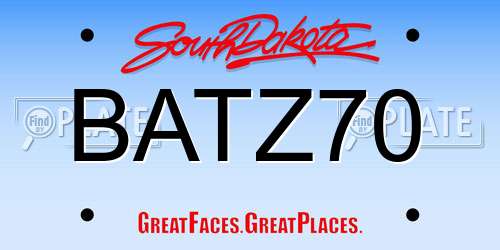 BATZ70 South Dakota License Plate