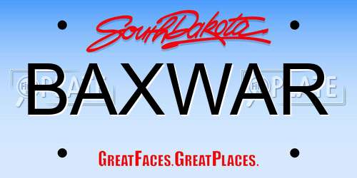 BAXWAR South Dakota License Plate