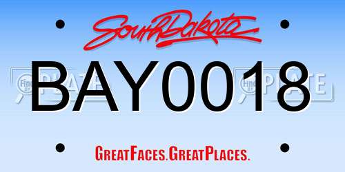 BAY0018 South Dakota License Plate