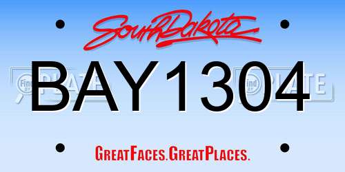 BAY1304 South Dakota License Plate