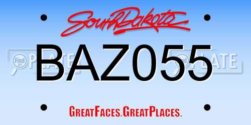 BAZ055 South Dakota License Plate