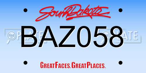 BAZ058 South Dakota License Plate