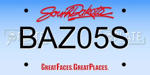 BAZ05S South Dakota License Plate