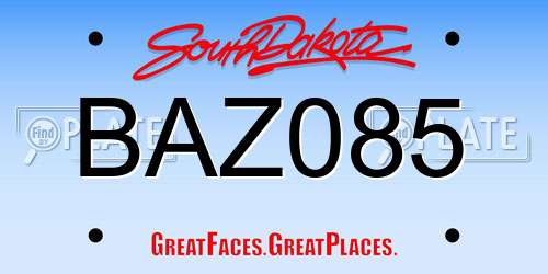 BAZ085 South Dakota License Plate