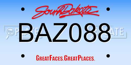 BAZ088 South Dakota License Plate