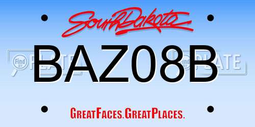 BAZ08B South Dakota License Plate