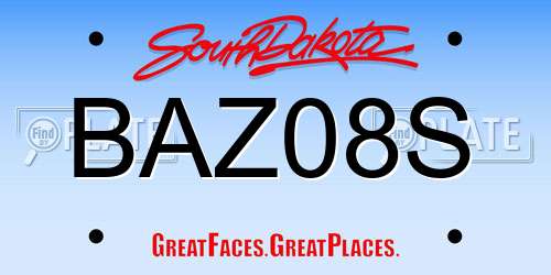 BAZ08S South Dakota License Plate