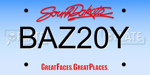 BAZ20Y South Dakota License Plate