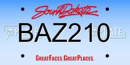 BAZ210 South Dakota License Plate